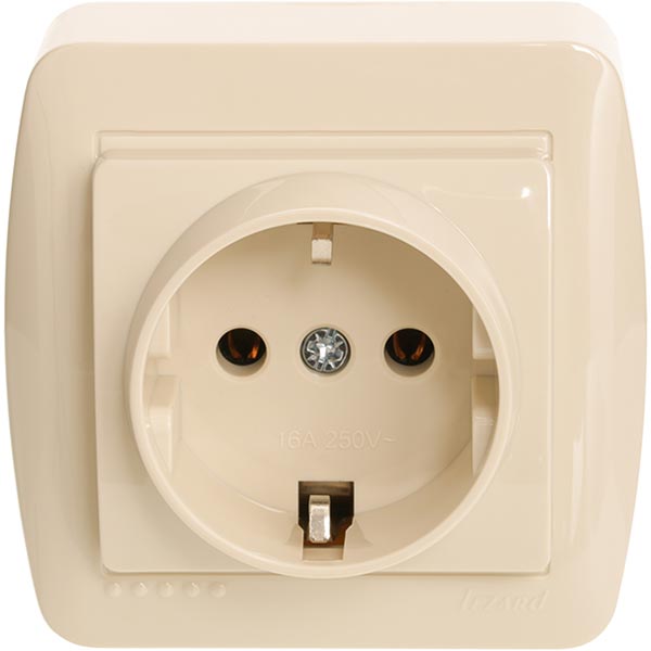 Розетка із заземленням Lezard Demet 16 А 250 В без шторок кремовий 711-0300-122