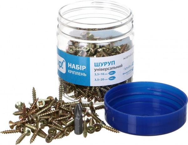 Шуруп универсальный потайная головка 301 шт желтый цинк