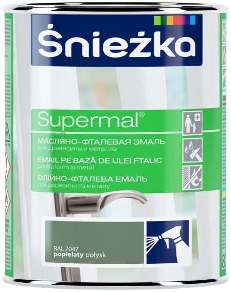 Емаль Sniezka олійно-фталева Supermal попелястий глянець 0,8л