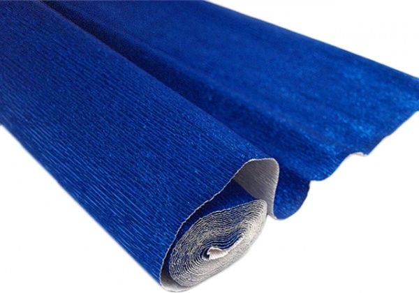 Бумага креповая 20% синий металик 50*100см