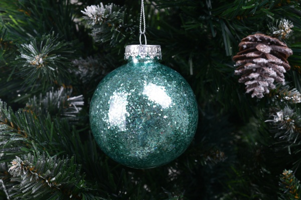 Шар новогодний с блискисткам 80 мм в ассортименте CAA114700