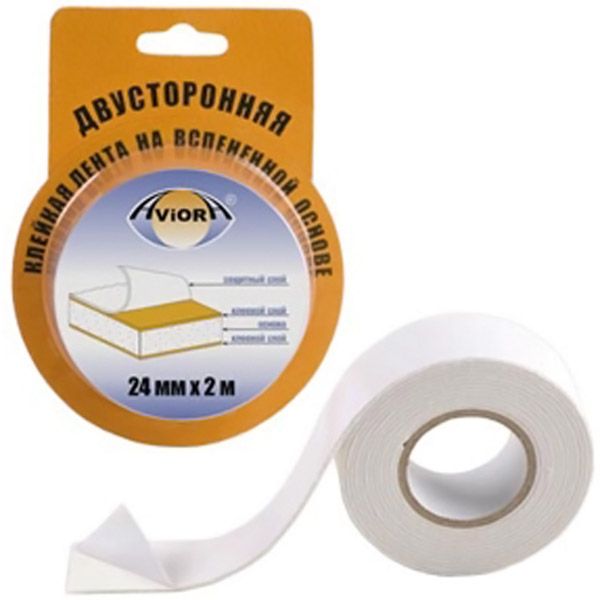 Стрічка двостороння вспінена Aviora 24 мм 2 м