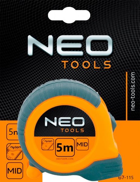 Рулетка NEO tools стальная лента магнит 67-115 5 м x 25 мм