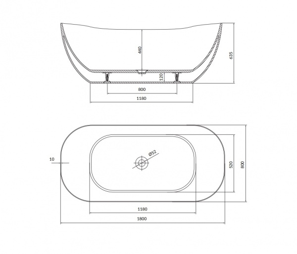 Ванна акрилова Cersanit INVERTO SPA 180x80 см