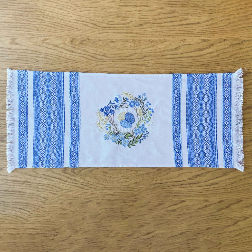 Рушник великодній Горлиця 31x80 см Едельвіка білий/блакитний