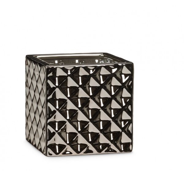 Кашпо керамическое Scheurich Crystal квадратный 4,6л черный металлик 