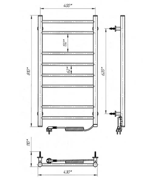 Полотенцесушитель электрический Evro-Termo Лайн ЧК8 400 х 800 Электро ПП S3