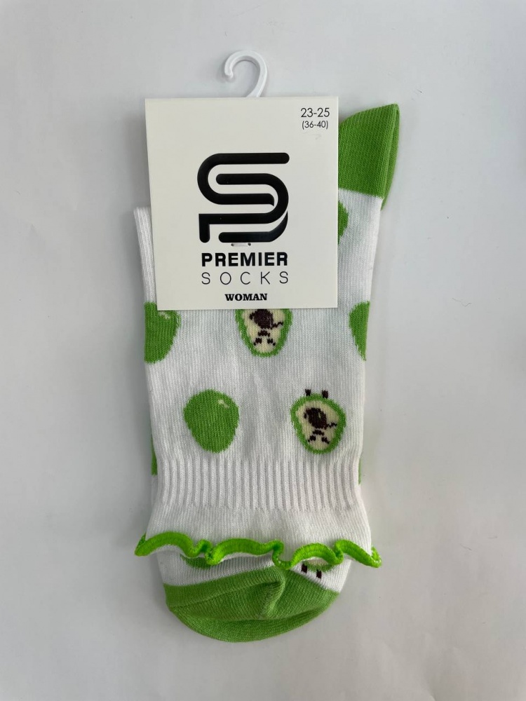 Шкарпетки жіночі Premier Socks з малюнком Авокадо р.23-25 білий