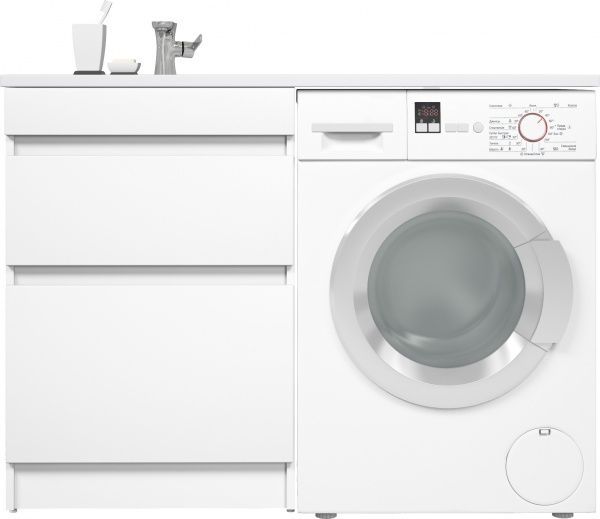 Тумба Water House белая под стиральную машину и под умывальник Dallas 120