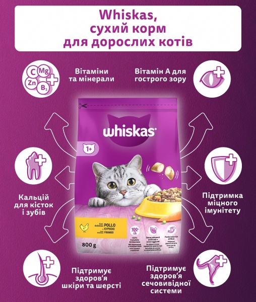Корм сухой Whiskas с курицей 800 г