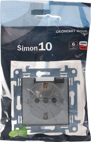 Розетка двойная с заземлением Simon 10 без шторок с крышкой белый CGSZ1B.01/11A