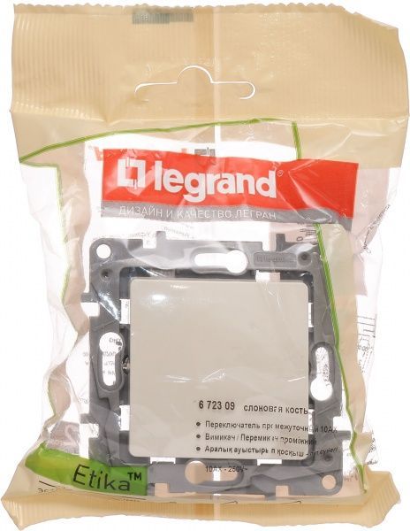 Переключатель перекрестный одноклавишный Legrand Etika без подсветки 10 А 250В слоновая кость 672309