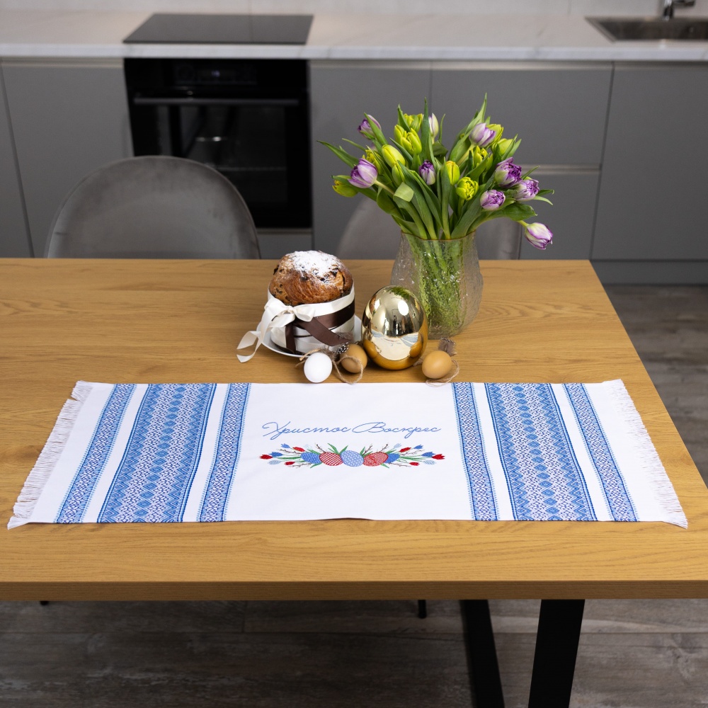 Полотенце пасхальное 707-25/00 33x83 см Эдельвика белый/голубой