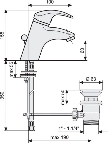 Смеситель для умывальника Emmevi Rubinetterie Luxor BR7003 R
