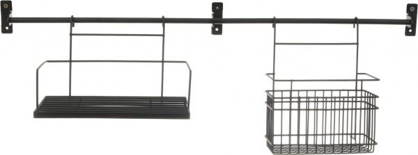 Рейлінг кухонний UP! (Underprice) 750x40x60 мм з 2 поличками чорний