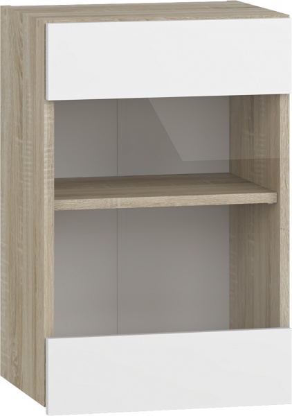 Шкаф верхний с витриной МС Снежана 40х61х31,5 см, белый Грейд