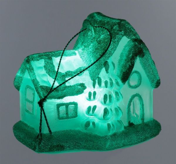 Новогодняя декорация Стеклянный домик 7,5х5х7,2 см с RGB подсветкой