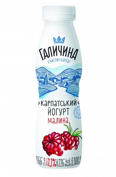 Йогурт Галичина Малина 2,2% 300 г 