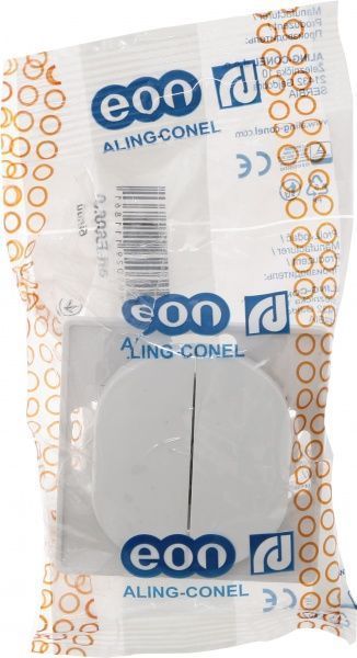 Вимикач двоклавішний Aling-Conel Eon без підсвітки 10 А 250В білий E606.0