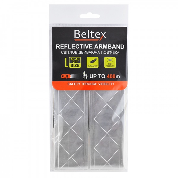 Пов'язка нарукавна світловідбивна Beltex L-size 40-45 см сіра