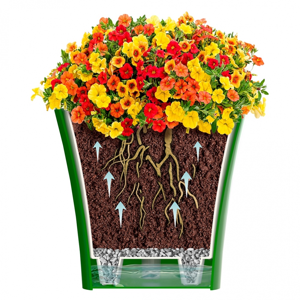 Вазон пластик Arte круглий чорний із золотом 5 л Santino (2004918)