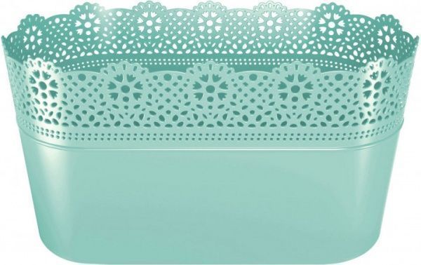 Кашпо пластиковое Prosperplast Lace овальный 2,7л фисташковый (78979-573) 