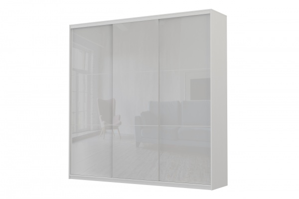 Шкаф-купе SLIM Viskonta ДСП 2400x600x2400 мм белый двери / стекло