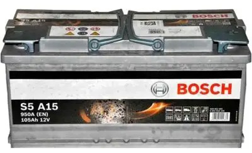 Акумулятор автомобільний Bosch S5 AGM 105Ah 950A 12V «+» праворуч (BO 0092S5A150)