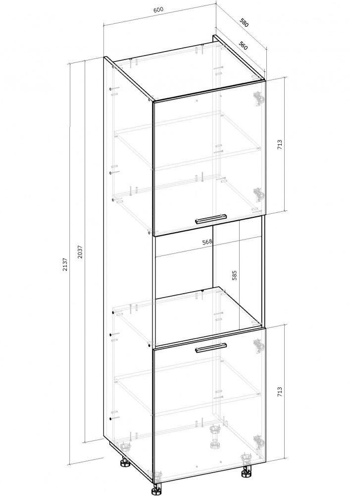 Шкаф под духовку ШДР 60х214х56 МС Кашемир кашемир/кашемир Грейд