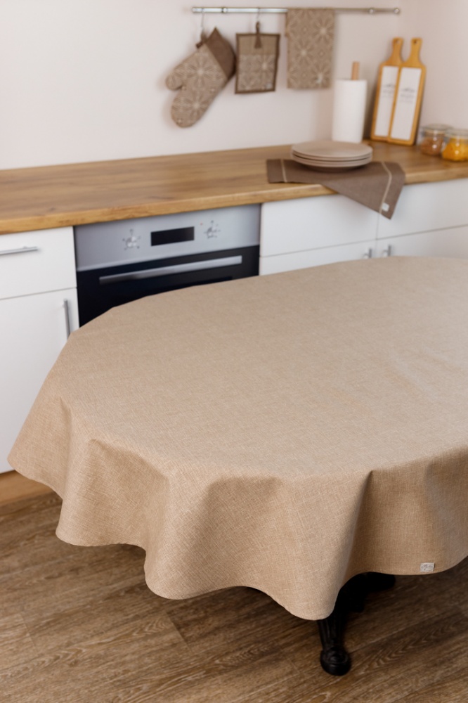 Скатерть овальная Корица Мокко 133x180 см Прованс