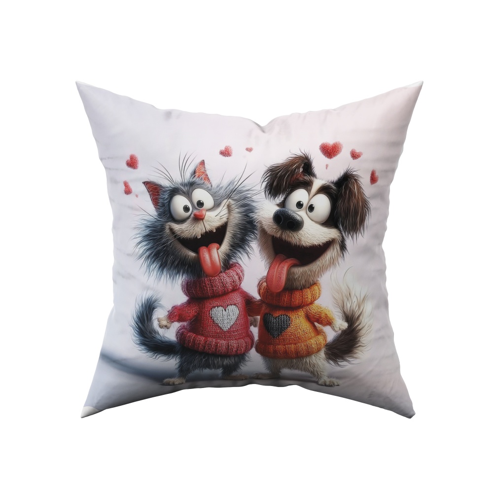 Подушка декоративна Dog and Cat 38x38 см рожевий із малюнком