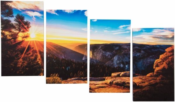 Картина модульна 4 частини 25x45 см Захід сонця в горах MK109 100x60 см MK109 