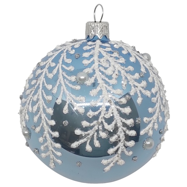 Куля новорічна скляна d80 гілочка 10008-1