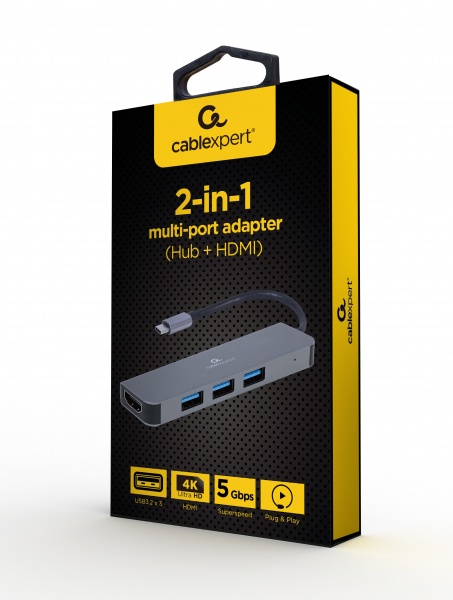 Адаптер із роз'ємами A-CM-COMBO2-01, 2-в-1 (хаб / HDMI)