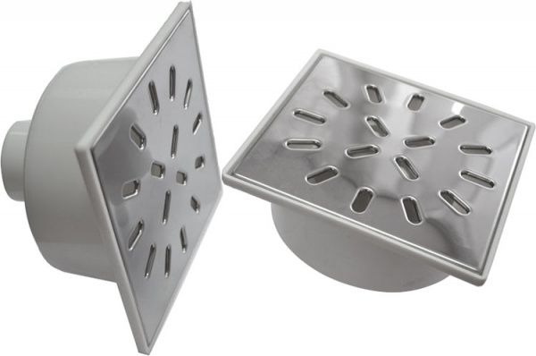 Душевой трап Water House D110 с нержавеющей решеткой 150х150 гидрозатвор