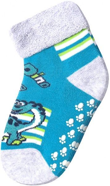 Шкарпетки дитячі Conte-Kids SOF-TIKI (проти ковзання, з відворотом) 258 7С-62СП р.12 темно-бірюзовий із принтом 