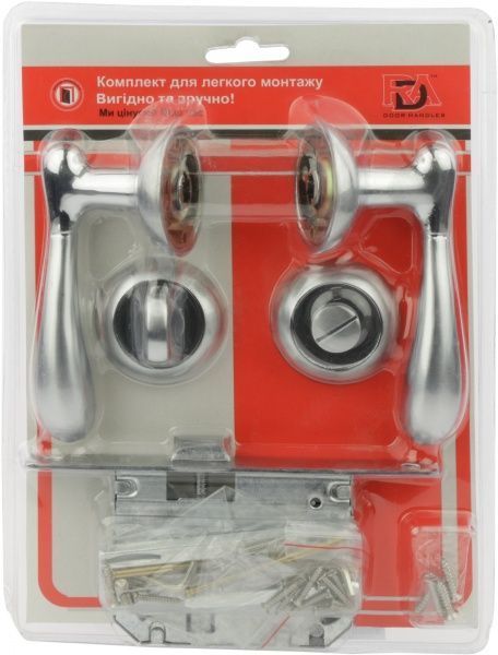 Замок врезной с ручками  RDA Imola WC 70 мм хром/