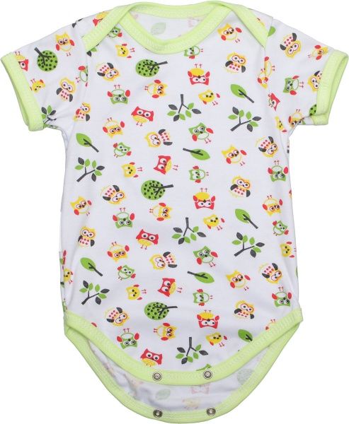 Боді дитяче Domtex Совенята р.74 білий із салатовим 155706 
