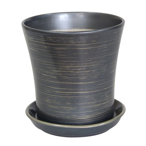 Горщик керамічний Оріана-Запоріжкераміка Вуаль №1 глянець круглий 4 л графіт/золото 