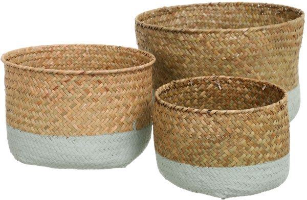 Корзинка плетеная большой 24х14 см мятный