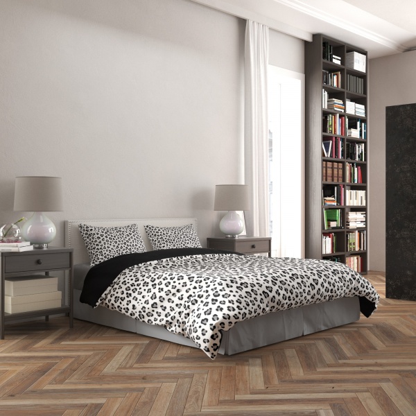 Комплект постільної білизни Леопард євро біло-чорно-сірий Rigel 