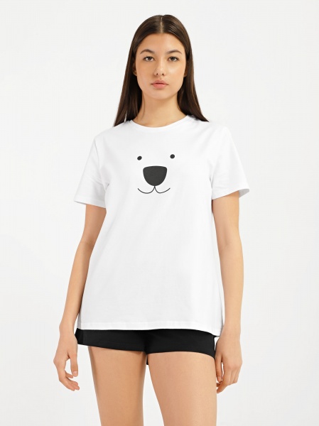 Комплект домашний Роза р. 2XL черно-белый 210618 