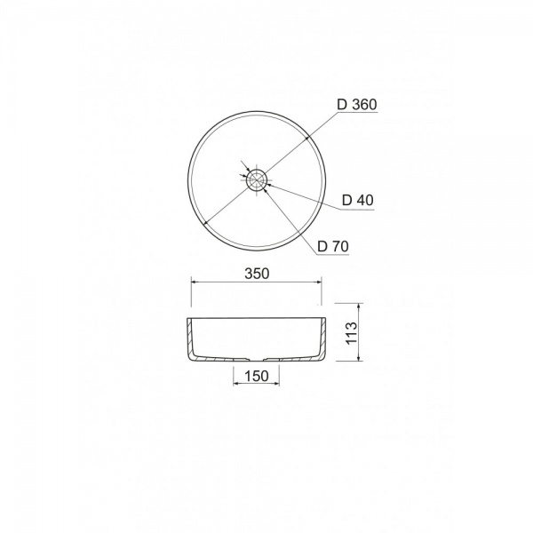 Умывальник-чаша Adamant ARENA Black Matt