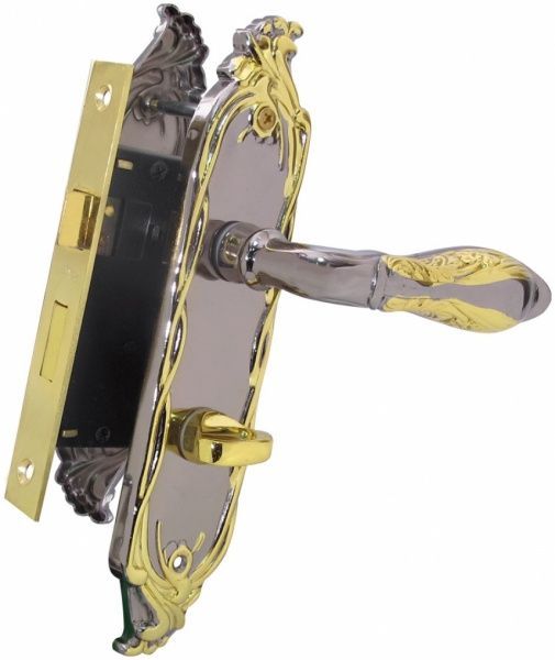 Замок врізний з ручками  AC-46WC WC 62 мм золотий/