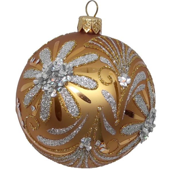 Шар новогодний стеклянный d80 цветы 10162-1 