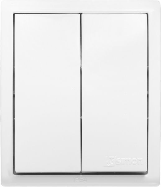 Выключатель двухклавишный Simon Aquarius без подсветки 10 А 250В белый AQW5/11