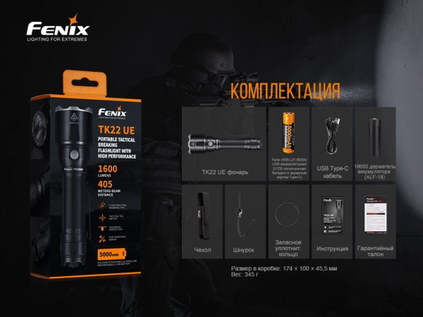 Ліхтарик Fenix ручний тактичний TK22UE