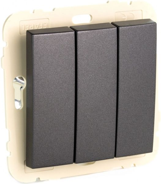 Выключатель трехклавишный Efapel Logus без подсветки 10 А 250В IP20 графит 21088 TIS