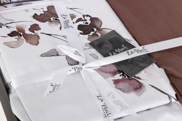 Комплект постільної білизни Boutique Brown 2 білий із коричневим La Nuit 