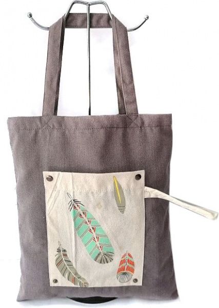 Сумка-шоппер Luna Feathers 42x38 см серый 